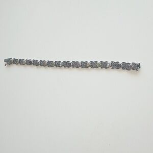 VINTAGE STERLING MARCASITE & PRECIOUS STONE BRACELET